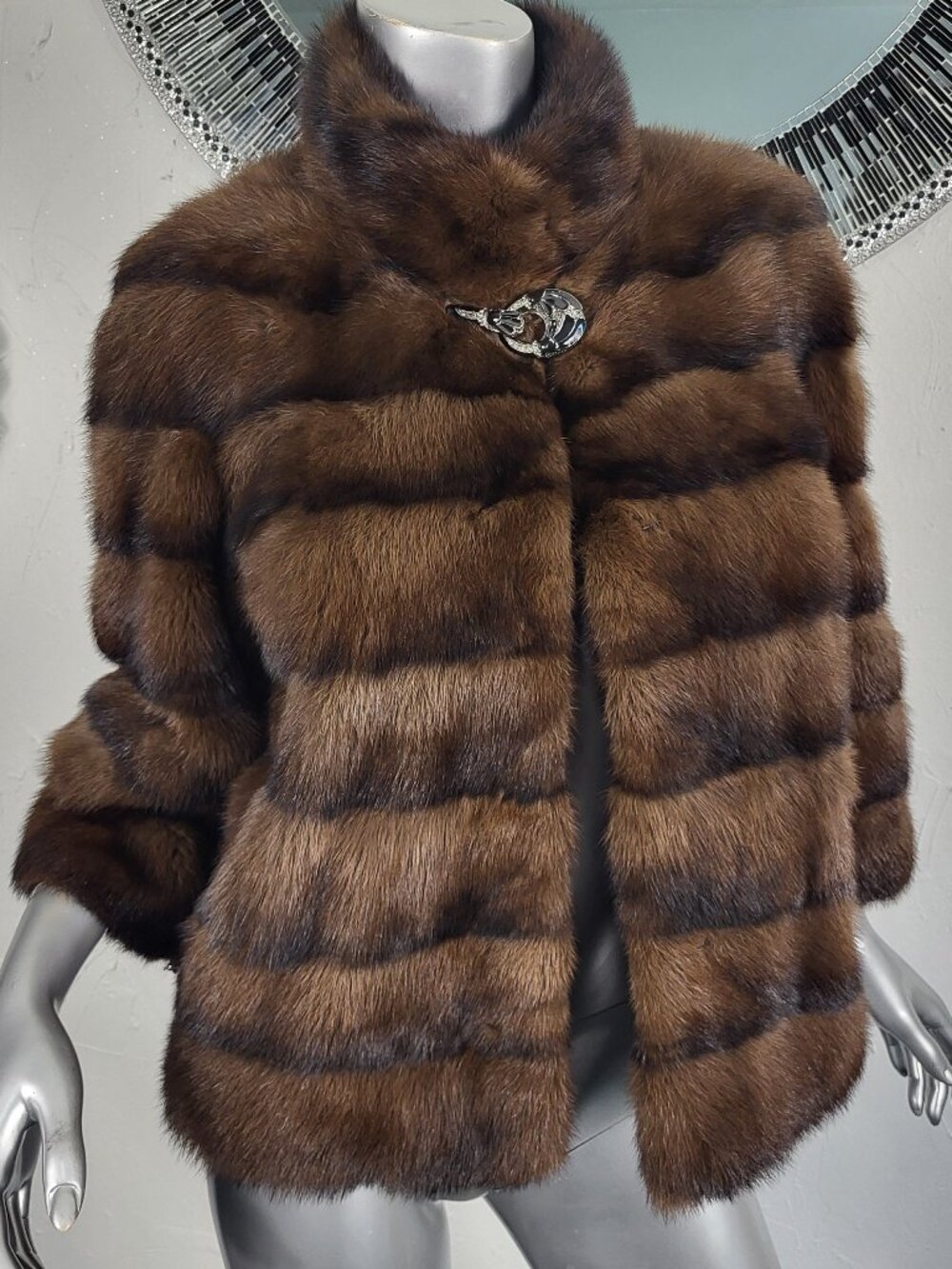 DIAMOND FUR~S/M~BROWN RANCH MAHOGANY SABLE GENUINE REAL MINK FUR COAT JACKET